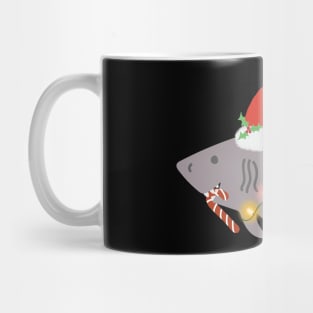 Shark Santa Hat Candy Cane Peppermint Candies Christmas Mug